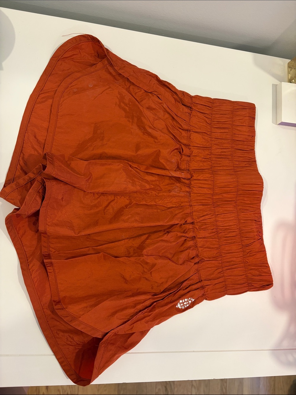 Rust Red Elastic Waist Shorts